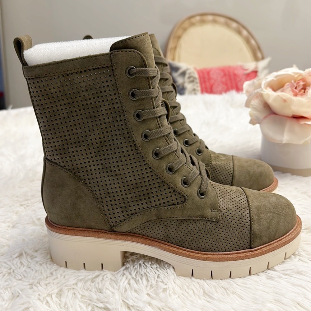 NEW MIA Havenn Combat Lace up ankle boots Olive green women size 6